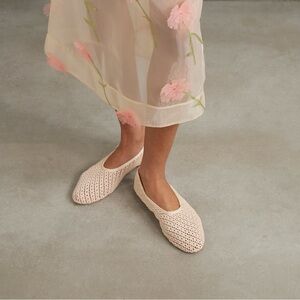 STAUD // NEW Alba Cream Crochet Flats